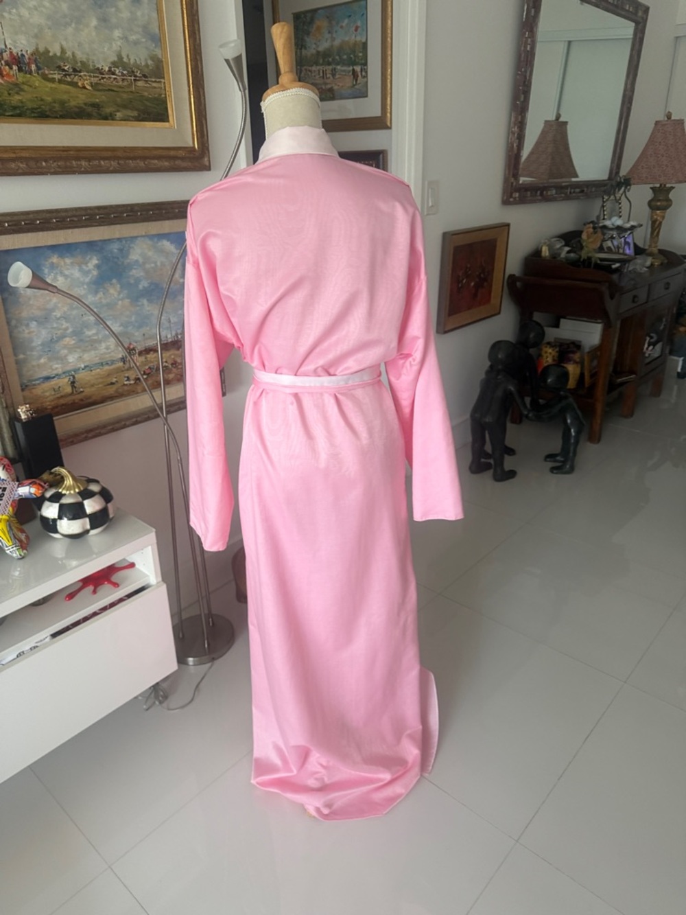 VINTAGE  Fernando Sanchez Pink Maxi Bath ROBE - Picture 3 of 6